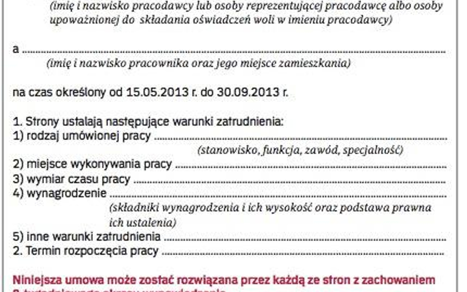 Wzór umowy o pracę na czas określony