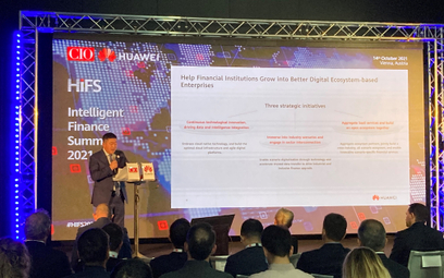 Aykan Zhanglei, CFO Huawei CEE&Nordic Region podczas Huawei Intelligent Finance Summit we Wiedniu, 1