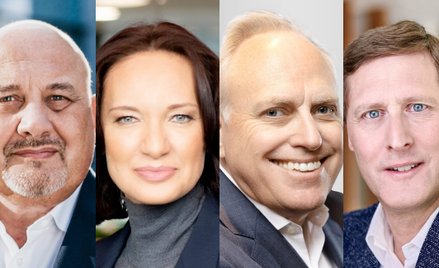 Szefowie telekomów: Andrzej Abramczuk (Cyfrowy Polsat), Liudmila Climoc (Orange Polska), Ken Campbel