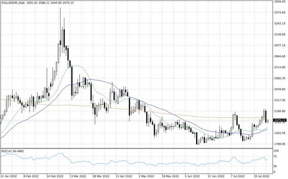 Notowania palladu – dane dzienne