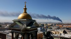Petersburg, dym nad miastem po ukraińskim ataku