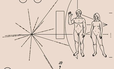 „Płytka Pioneera”, czyli metalowa tabliczka, na której usiłowano zawrzeć to, co najważniejsze w skal