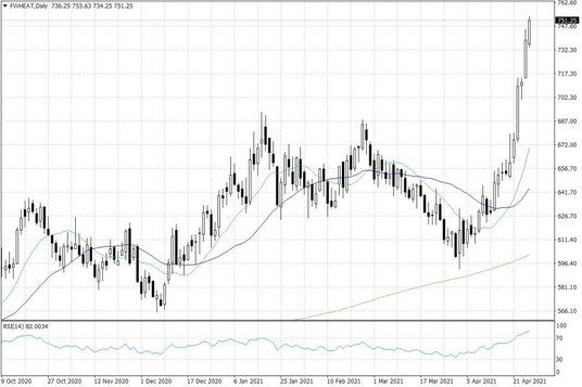 Notowania pszenicy w USA – dane dzienne