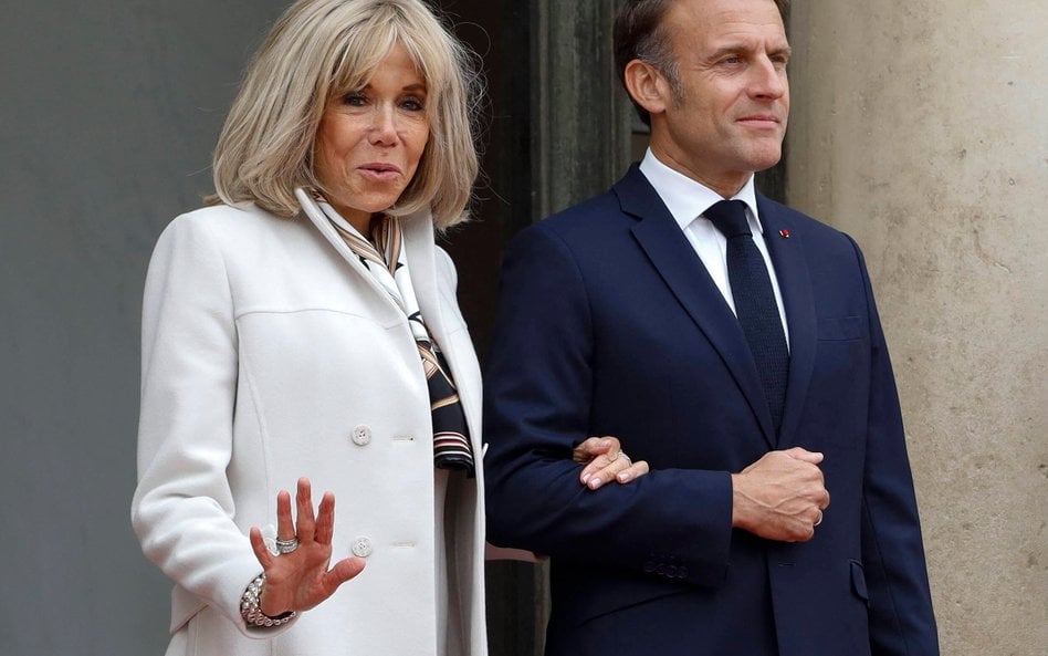 Prezydent Francji Emmanuel Macron i pierwsza dama Brigitte Macron