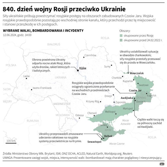 Tak wyglądała sytuacja na froncie w 840 dniu wojny