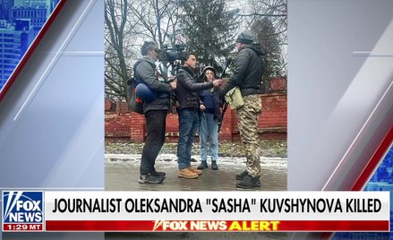 Ekipa Fox News z Ołeksandrą Kuszwynową na Ukrainie.