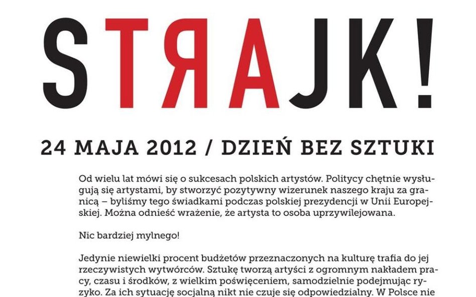 Galerie zamknięte, bo artyści strajkują