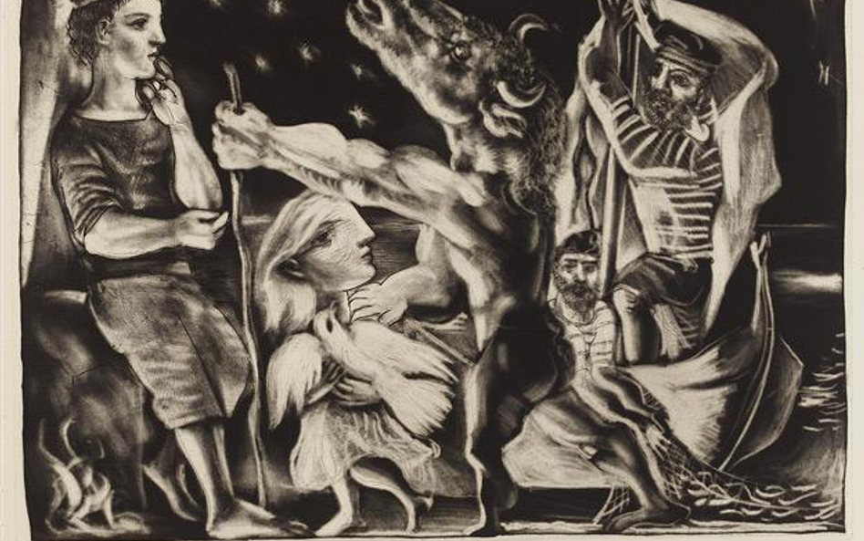 Pablo Picasso (1881–1973), Blind Minotaur Led by a Little Girl in the Night. December 1934. Aquatint