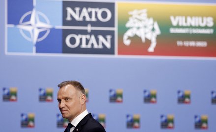 Prezydent Andrzej Duda podczas szczytu NATO w Wilnie