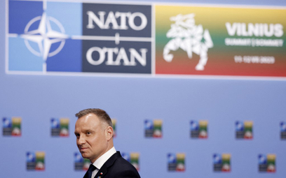 Prezydent Andrzej Duda podczas szczytu NATO w Wilnie