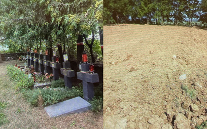 Cmentarz żołnierzy AK w Surkontach przed dewastacją i po niej