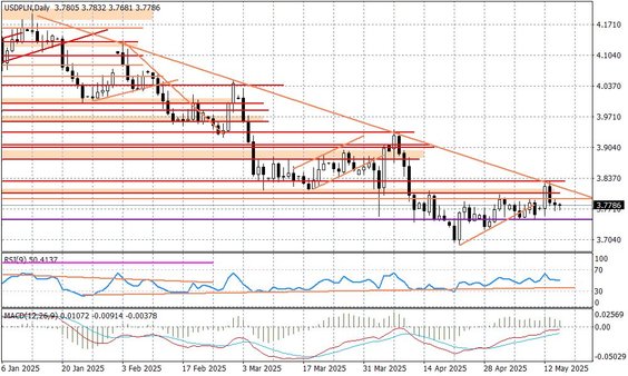 Wykres dzienny USDPLN