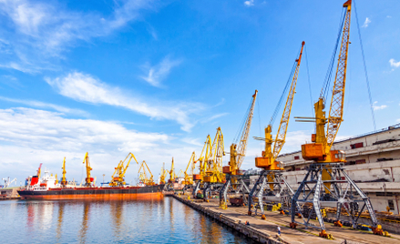 Port w Odessie jest największym ukraińskim portem morskim.