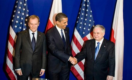 Spotkanie w Pradze, od lewej: Donald Tusk, Barack Obama i Lech Kaczyński