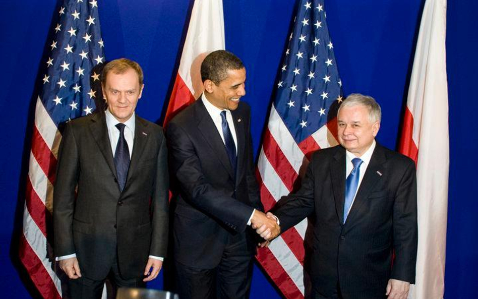 Spotkanie w Pradze, od lewej: Donald Tusk, Barack Obama i Lech Kaczyński