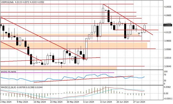 Wykres dzienny USDPLN