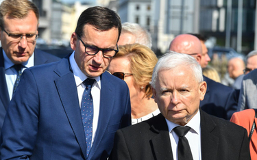 Wicepremier, prezes PiS Jarosław Kaczyński i premier Mateusz Morawiecki