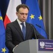 Minister finansów Andrzej Domański podczas konferencji prasowej w siedzibie Ministerstwa Rozwoju i T