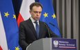 Minister finansów Andrzej Domański podczas konferencji prasowej w siedzibie Ministerstwa Rozwoju i T
