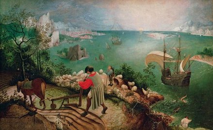 Jak Ikar w wodę. Fragment najbardziej znanego płótna Pietera Brueghla