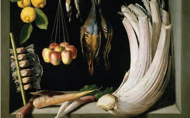 Juan Sanchez Cotan, „Martwa natura z dzikim ptactwem, owocami i kardem", 1602 c Muzeum Prado, Madryt