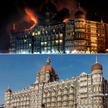 Hotel Taj Mahal w czasie zamieszek (na górze) i przed rozruchami