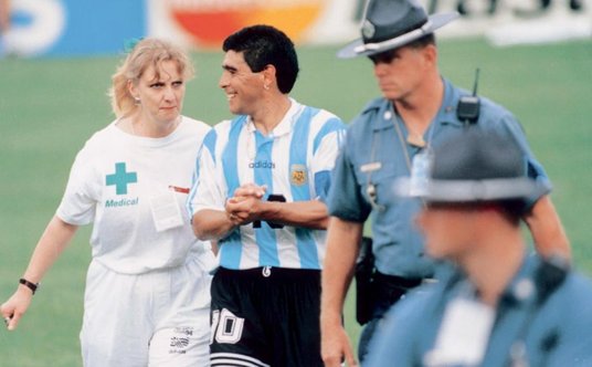 "Diego Maradona podczas Mundialu w USA 1994"