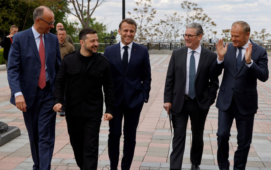 Kanclerz Niemiec Friedrich Merz, prezydent Francji Emmanuel Macron, prezydent Ukrainy Wołodymyr Zełe