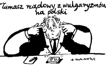 Komentarz rysunkowy. Tłumacz rządowy z wulgaryzmów na polski