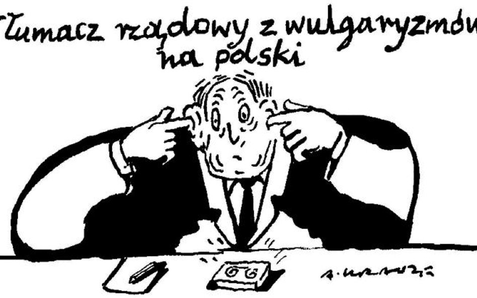 Komentarz rysunkowy. Tłumacz rządowy z wulgaryzmów na polski