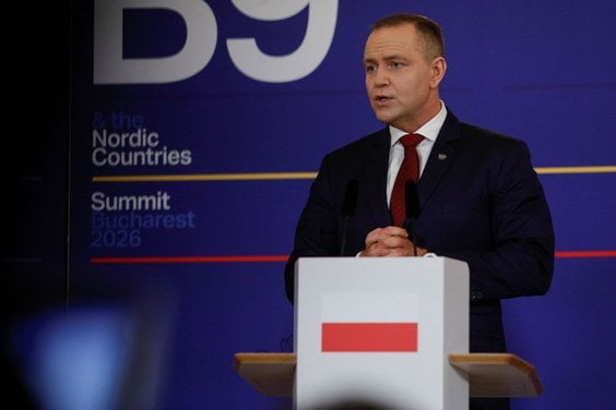Prezydent Karol Nawrocki podczas szczytu B9 w Bukareszcie, 13 maja 2026 r.