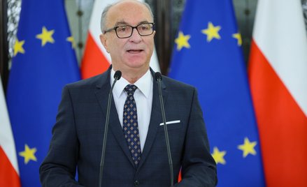 Marszałek Sejmu Włodzimierz Czarzasty podczas konferencji prasowej w Sejmie w Warszawie