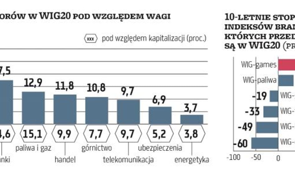 WIG20 od lat zdominowany był przez spółki z branż ze „starej” gospodarki, mało nowoczesne i niewzros