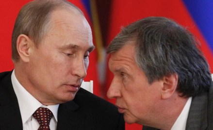Władimir Putin, prezydent Rosji i Igor Sieczin, prezes Rosnieftu, największego rosyjskiego koncernu 