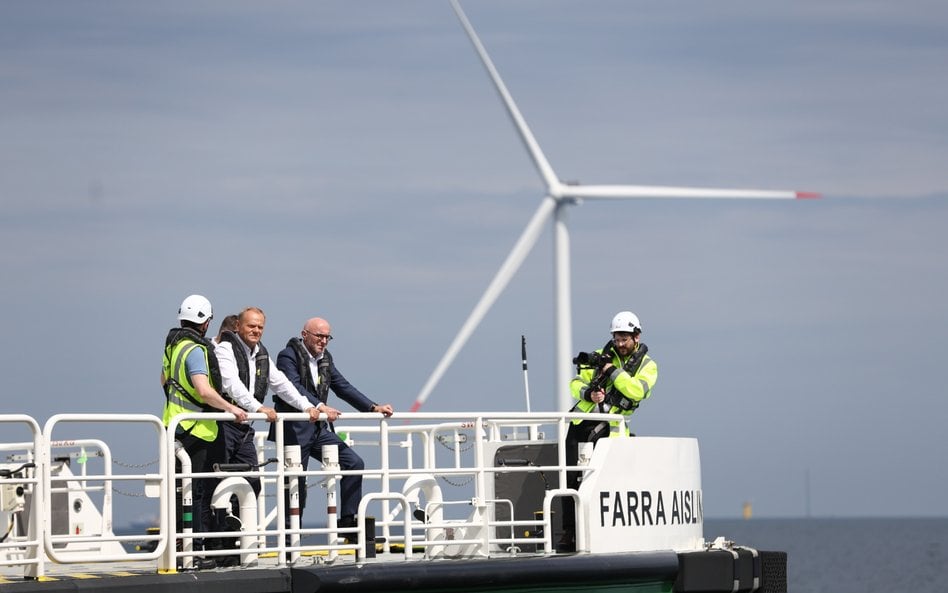 Morska farma wiatrowe Baltic Power w Łebie, gdzie wizytę złożył premier Donald Tusk