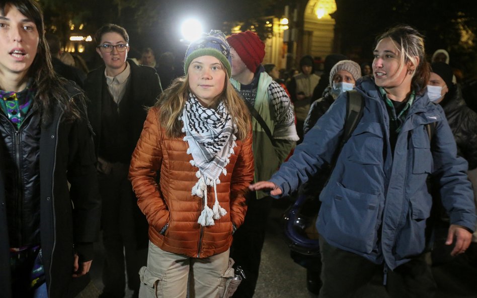 Greta Thunberg w trakcie demonstracji w Tbilisi