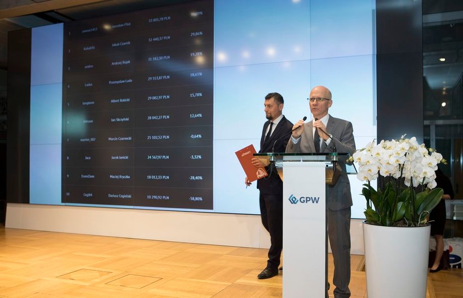 Andrzej Stec, redaktor naczelny "Parkietu”, i Piotr Borowski, członek zarządu GPW