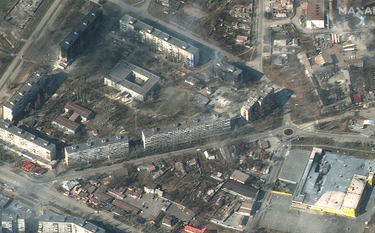 Zdjęcie satelitarne zniszczonego w wyniku rosyjskich ataków Mariupola