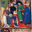 Ludwik XI przyjmuje hołd poddanych, miniatura francuska, XV w.