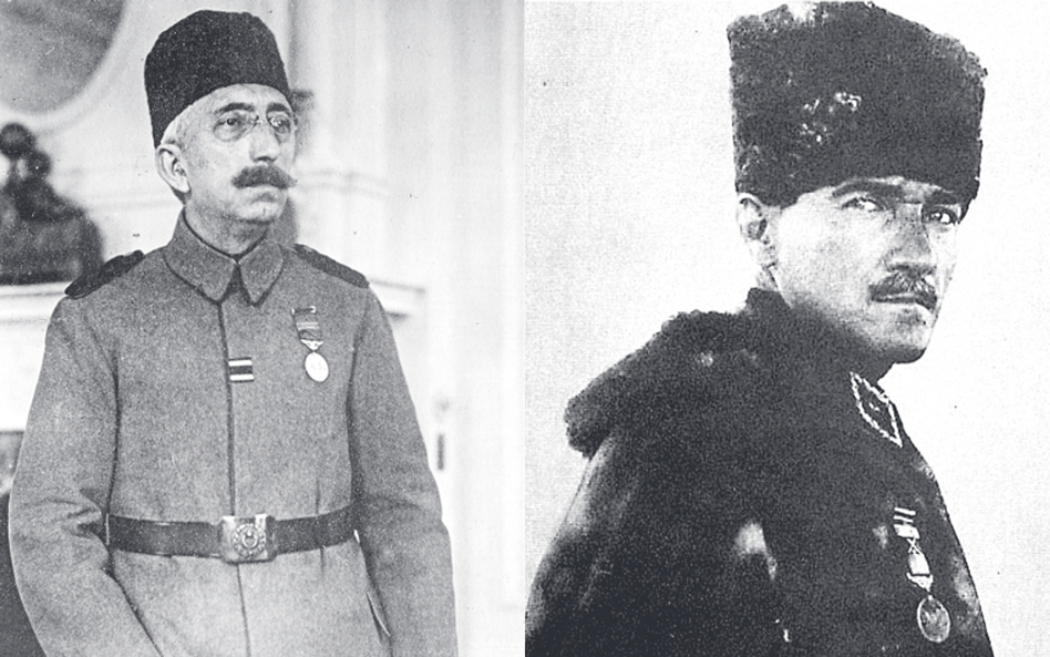 Z lewej Mehmed VI, ostatni sułtan Imperium Osmańskiego. Panował od 4 lipca 1918 r. do 1 listopada 19