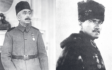 Z lewej Mehmed VI, ostatni sułtan Imperium Osmańskiego. Panował od 4 lipca 1918 r. do 1 listopada 19
