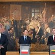 Ministrowie spraw zagranicznych Ukrainy - Andrij Sybiha (z lewej), Polski - Radosław Sikorski i  Lit