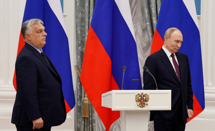 Orbán i Putin podczas konferencji w Moskwie