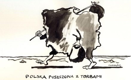 Komentarz rysunkowy. Polska puszczona z torbami