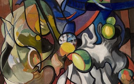 Martwa natura z zegarem, 1921, Olej na płótnie, 60 x 60 cm, z kolekcji Muzeum Narodowego w Krakowie