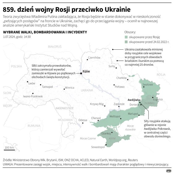 Tak wyglądała sytuacja na froncie na Ukrainie w 859. dniu wojny