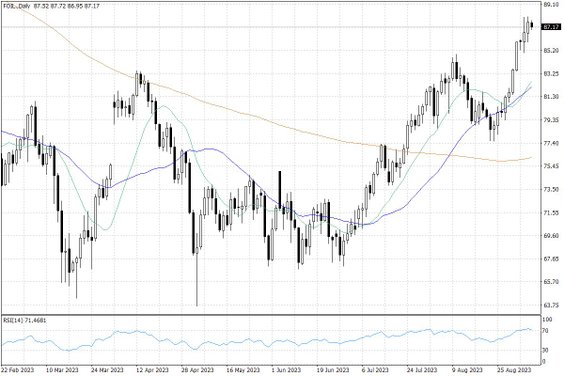 Notowania ropy naftowej WTI – dane dzienne
