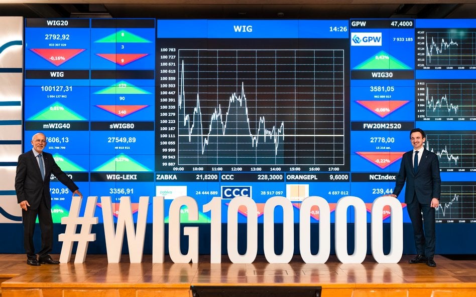 Wiesław Rozłucki, pierwszy prezes warszawskiej giełdy, oraz Tomasz Bardziłowski, obecny szef GPW, w 