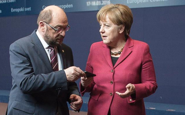 Martin Schulz i Angela Merkel w czasie szczytu UE na temat imigrantów w marcu tego roku.