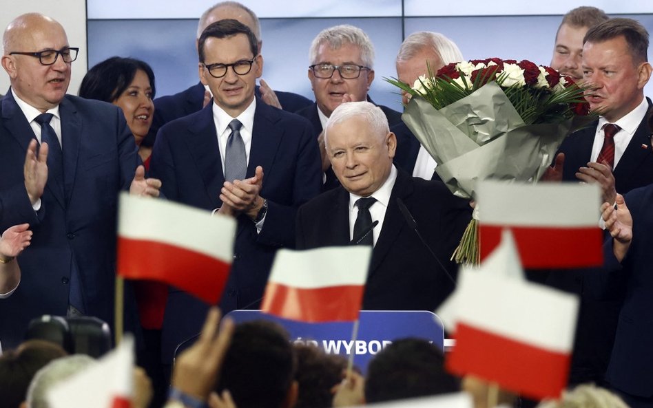 Jarosław Kaczyński podczas wieczoru wyborczego